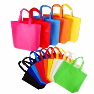 DZTIAN 36 Pack 13" 12 Colors Multi-Color Reusable Tote Gift Bags One Side Blank Non-woven Bags Colored Treat Bags, Fabric Tote Bags, Commodity snack bag