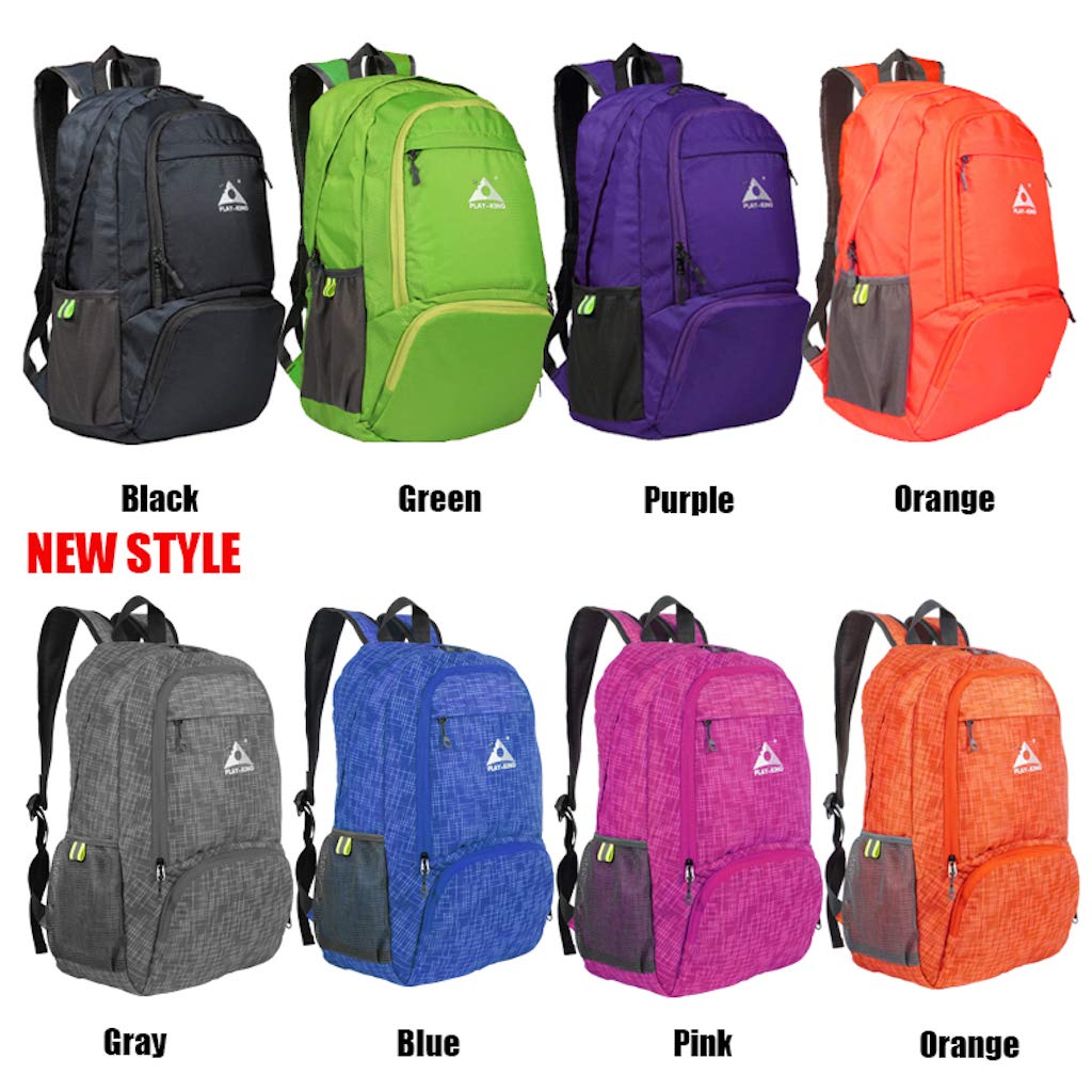 PLAY-KING Foldable Waterproof Lightweight Backpack for Shopping Travel or Hiking, for Men or Women
