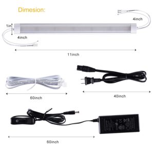 8pcs LED Under Cabinet Lights, Dimmable Kitchen Cabinet Strip Lighting Fixture, Hardwired Under Counter Lighting for Cupboard, Showcase, Shelf, 12in 24V DC(Warm White)