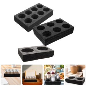 Cabilock Black Tray 3PCS Tray Accessories Coffee Pearl Cotton Food Outdoor Milk Tea Server Drinks Cup Foam Cup Holder Commercial take Out Drink Carrier Wine Glass Cups and Plates Beverages