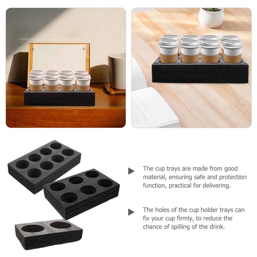 Cabilock Black Tray 3PCS Tray Accessories Coffee Pearl Cotton Food Outdoor Milk Tea Server Drinks Cup Foam Cup Holder Commercial take Out Drink Carrier Wine Glass Cups and Plates Beverages