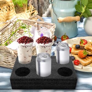 Cabilock Black Tray 3PCS Tray Accessories Coffee Pearl Cotton Food Outdoor Milk Tea Server Drinks Cup Foam Cup Holder Commercial take Out Drink Carrier Wine Glass Cups and Plates Beverages