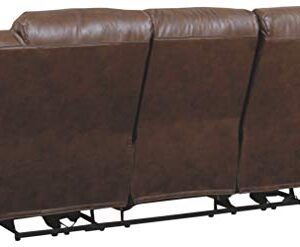 Signature Design by Ashley Stoneland Faux Leather Manual Pull Tab Reclining Sofa, Dark Brown