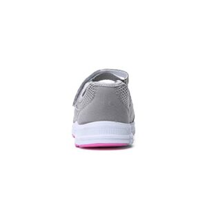 HSINYA Women's Breathable Mary Jane Walking Shoes Lightweight Lady Casual Sneakers Non Slip Flat Shoes Grey/Pink 10.5