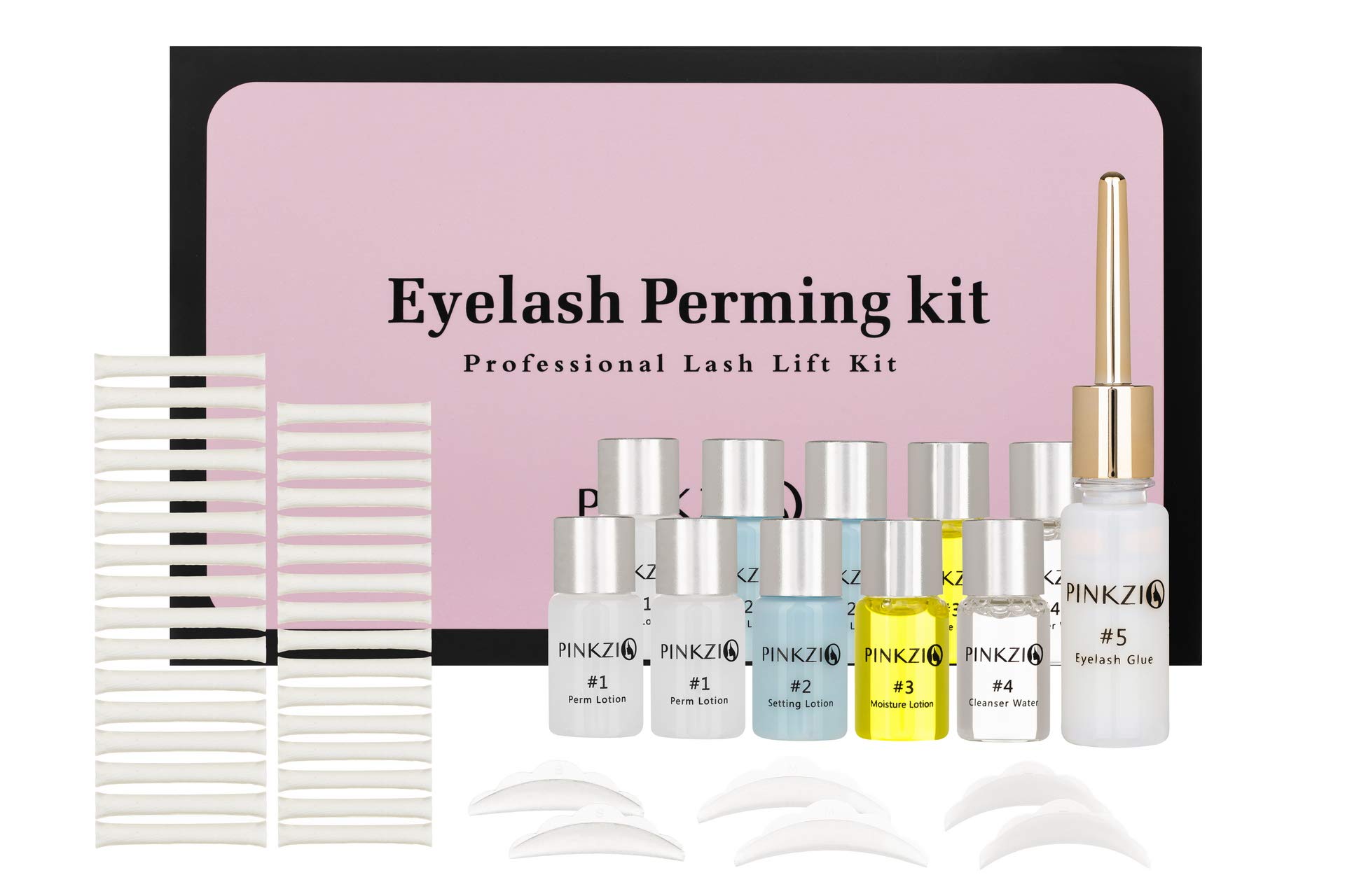 PINKZIO Lash Lift Kit, Professional Eyelash Perm Kit, Safe Perming Wave, Semi-Permanent Lash Curling for Salon