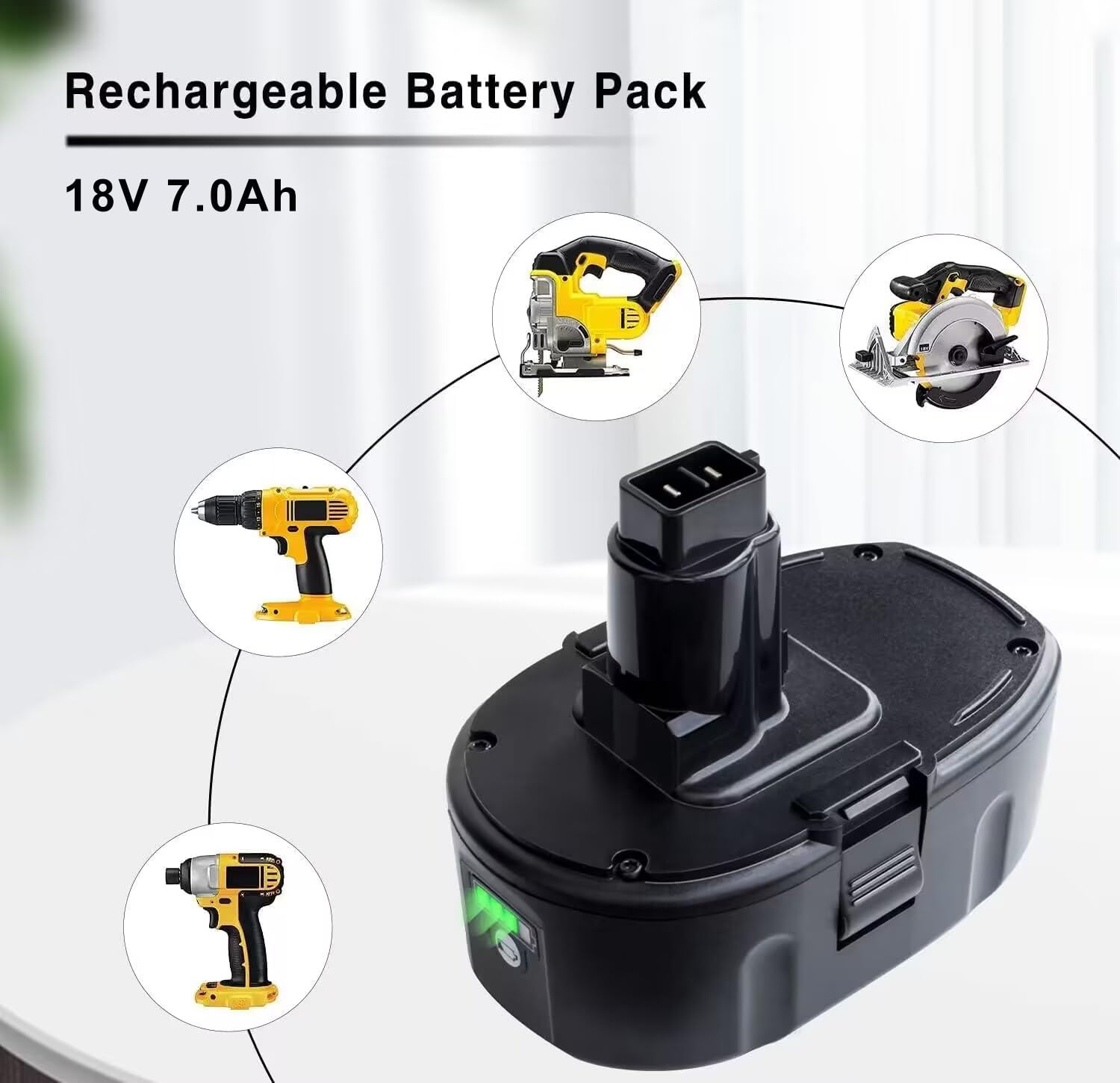 DTK 2Pack 7.0Ah Lithium-Ion Battery Replacement for Dewalt 18V XRP Ni-Cad DC9096 DC9098 DC9099 DE9039 DE9095 DE9096 DE9098 DW9095 DW9096 DW9098 DE9503 DC9182 18V XRP Batteries