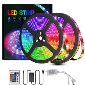 WEAPRIL Led Strip Lights,32.8FT/10M Flexible Tape Lights Color Changing 300 LEDs SMD5050 RGB Strip Lights Kit with 24key Remote Control for Home Bedroom Kitchen and Party, Non-Waterproof (32.8FT)