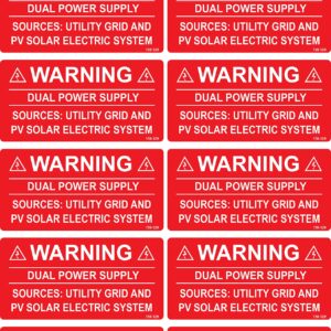 Solar Label PACK-10pc #150-129_Warning-Dual Power Supply-Sources: Utility Grid and PV Solar Electric System-4’’ X 2’’