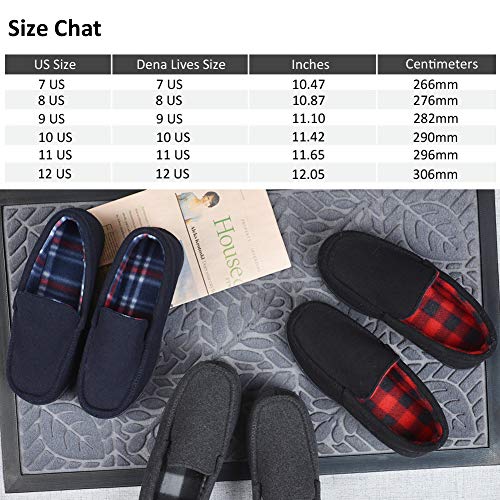 DL Men's Memory Foam Moccasin Slippers Breathable Moccasin Slippers Micro Wool House Shoes Anti-Slip Sole Indoor Outdoor, Black, 10