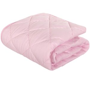 ntbay down alternative toddler comforter, lightweight and warm solid color baby crib quilted blanket, 39x47 inches, pink
