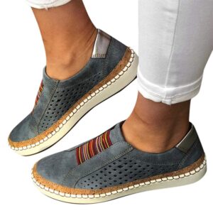 yeyamei loafers for women with heel slip on breathe mesh walking shoes women fashion sneakers comfort wedge platform loafers blue
