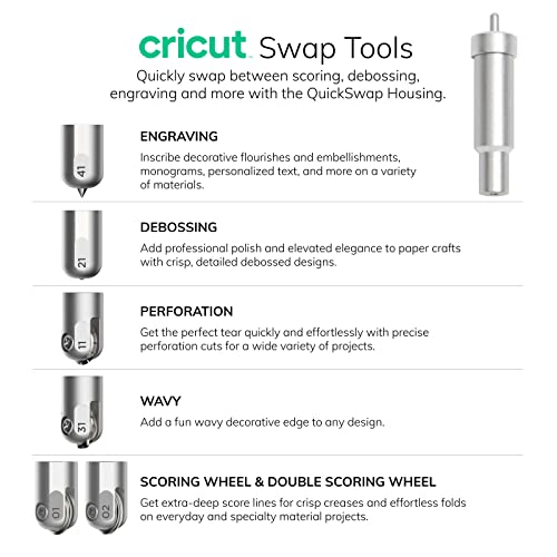 Cricut Maker QuickSwap Housing with Fine Debossing Tip 21 and Engraving Tip 41 Blade Bundle - Create Dimensional Cards and Gift Tags, Engrave Glass, Leather, Aluminum and Acrylic, for Cricut Maker 3