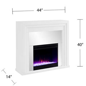 SEI Furniture Stadderly Mirrored Color Changing Electric Fireplace, White, Silver