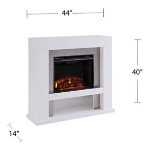 SEI Furniture Lirrington Electric Fireplace with Stainless Steel Accents, White