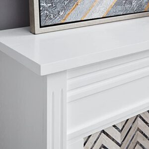 SEI Furniture Hebbington Carrara Marble Tiled Electric Fireplace, White-Gray