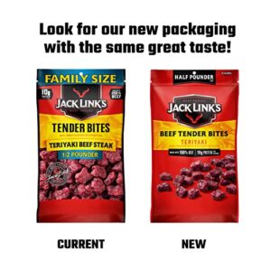 Jack Link's Beef Tender Bites, Teriyaki, ½ Pounder Bag - Flavorful Jerky Snack for Lunches, 10g of Protein and 70 Calories, Made with Premium Beef - No Added MSG or Nitrates/Nitrites (Packaging May Vary)