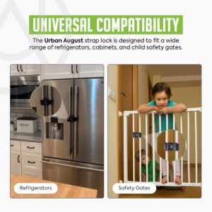 Urban August Child-Proof Refrigerator Lock with Combination - Original French Door Fridge Strap Lock for Kids, & Toddlers - Secure, Adjustable, & Easy Installation Cabinet Safety Locks - Pack of 2