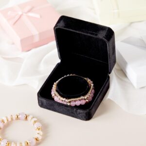 Juvale Small Velvet Jewelry Gift Box for Women, Bracelets, Rings, Earrings, Necklace (Black, 3.5 x 3.5 x 1.9 In)