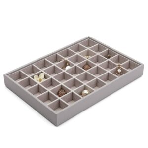 vlando miller jewelry tray stackable showcase display drawer organizer storage checkerboard,multiple color combinations, large capacity multi-layer design and fashion(grey)