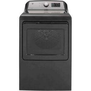 ge gtd72ebpndg 27" energy star front load electric dryer with 7.4 cu. ft. capacity aluminized alloy drum and glass door in diamond gray