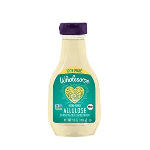 wholesome allulose syrup, 11.5-ounce bottle, zero calorie sugar substitute, non gmo, non-erythritol, gluten free & vegan liquid sweetener (packaging may vary)