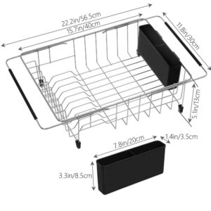 ARCCI Expandable Dish Drying Rack Over The Sink, Large Capacity Sink Dish Rack Drainer Plate Organizer Shelf with Stainless Steel Utensil Holder, Dish Drainer Rack for Kitchen Counter, Inside Sink