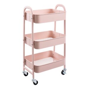 agtek makeup cart, movable rolling organizer cart, 3 tier metal utility cart, rosiness