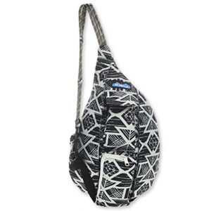 kavu mini rope sling pack with adjustable rope shoulder strap, carbon tribal