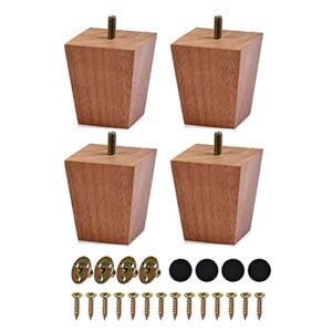 buygoo 3inch wood furniture legs sofa legs set of 4 square couch legs mid-century modern replacement legs for armchair recliner coffee table dresser