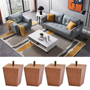 BUYGOO 3inch Wood Furniture Legs Sofa Legs Set of 4 Square Couch Legs Mid-Century Modern Replacement Legs for Armchair Recliner Coffee Table Dresser