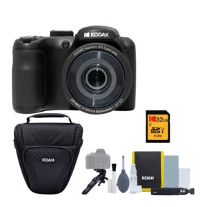 kodak pixpro az255 astro zoom 16mp digital camera (black) - high-resolution photography with 25x optical zoom - perfect point-and-shoot camera bundle with 32gb memory card and camera case (3 items)