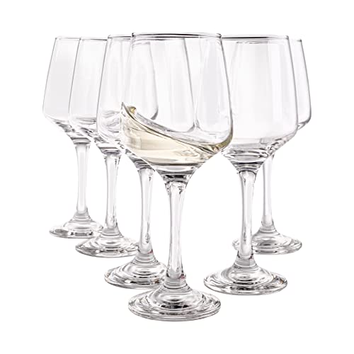 Vikko 9.5 Ounce Wine Glasses | Beautifully Shaped – Thick and Durable Construction – For Parties, Entertaining, and Everyday Use – Dishwasher Safe – Set of 6 Clear Glass Wine Glasses – 2.4” Diameter x