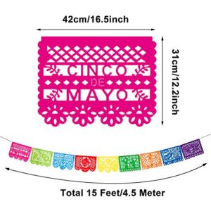 4 Packs Mexican Party Banner 60 Feet Fiesta Banner Plastic Papel Picado Banner Cinco de Mayo Dia De Los Muertos Decor Day of the Dead Decorations Mexican Fiesta Themed Party Decorations Supplies