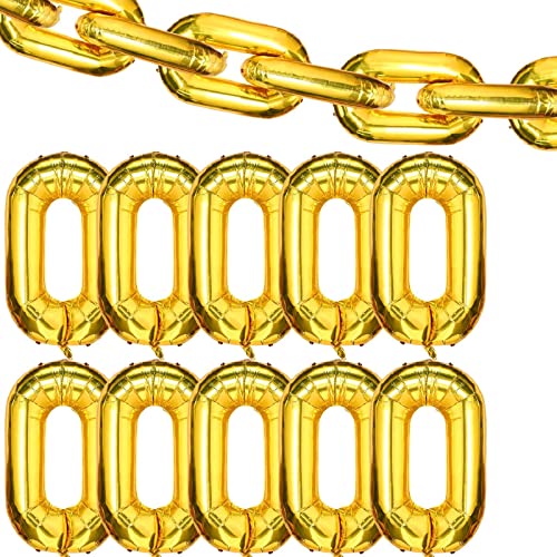 16 inch 24 Pieces Foil Chain Balloons Jumbo Chain Balloons for 80s 90s Hip Hop Retro Theme Birthdays Weddings Graduations Arch Supplies (Gold)