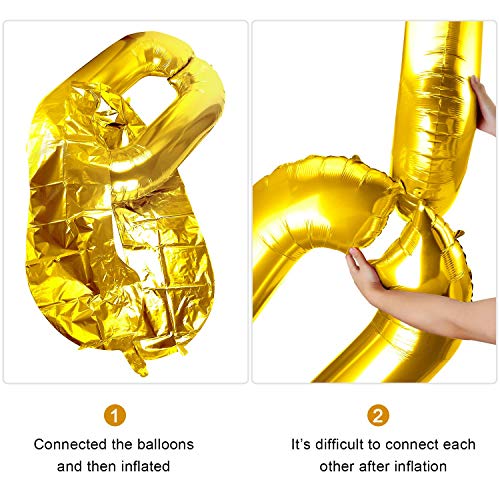 16 inch 24 Pieces Foil Chain Balloons Jumbo Chain Balloons for 80s 90s Hip Hop Retro Theme Birthdays Weddings Graduations Arch Supplies (Gold)