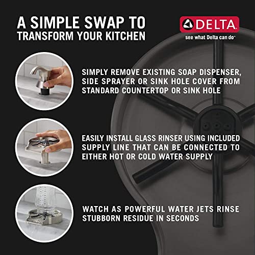 Delta Faucet Glass Rinser for Kitchen Sinks, Kitchen Sink Accessories, Bar Glass Rinser, Chrome GR150