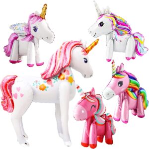 katchon, giant self standing unicorn balloons - pack of 5 | unicorn birthday balloons for unicorn birthday decorations for girls | unicorn party decorations, unicorn decorations for birthday party