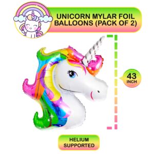 KatchOn, Rainbow Unicorn Balloons Set - 43 Inch, Pack of 3 | Unicorn Balloons For Girls Birthday | Rainbow Balloon, Rainbow Birthday Decorations | Unicorn Birthday Balloons, Unicorn Mylar Balloons