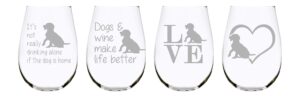 c m dogs stemless wine glass (set of 4)