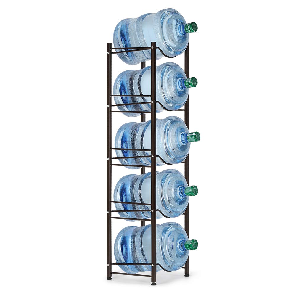 Water Cooler Jug Rack Dispenser 5 Tier Stainless Steel Heavy Duty Detachable Water Bottle Storage Shelf Organizer for 5 Gallon Water Jug Holder for Home Office Kitchen Breakroom