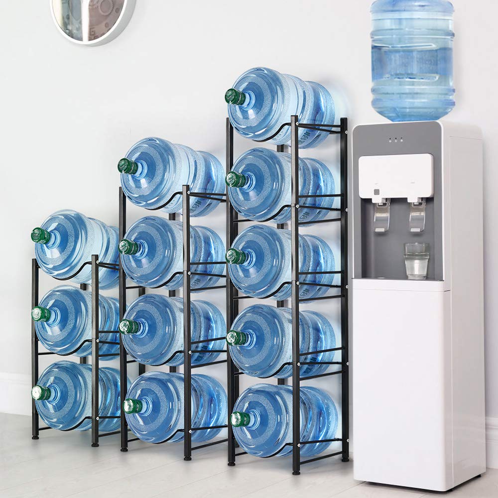 Water Cooler Jug Rack Dispenser 5 Tier Stainless Steel Heavy Duty Detachable Water Bottle Storage Shelf Organizer for 5 Gallon Water Jug Holder for Home Office Kitchen Breakroom