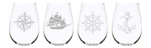 nautical stemless wine glass (set of 4)