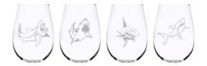 shark stemless wine glass (set of 4)