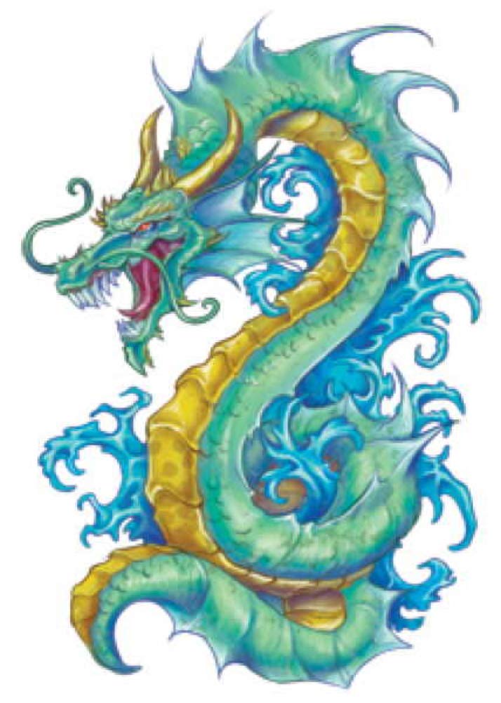 Fantasy Dragons Temporary Tattoos, Set of 10 Colorful Dragon Tattoos