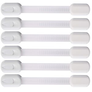 6 pack vmaisi multi-use adhesive straps locks - childproofing baby proofing cabinet latches for drawers, fridge, dishwasher, toilet seat, cupboard, oven,trash can, no drilling (white) (6)