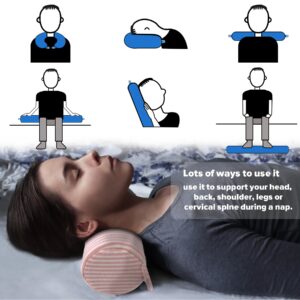 Twist Memory Foam Travel Pillow for Neck, Chin, Lumbar and Leg Support-for Travling on Airplane, Train, Bus or at Home-Adjustable, Bendable Roll Pillow with Washable Soft Cover