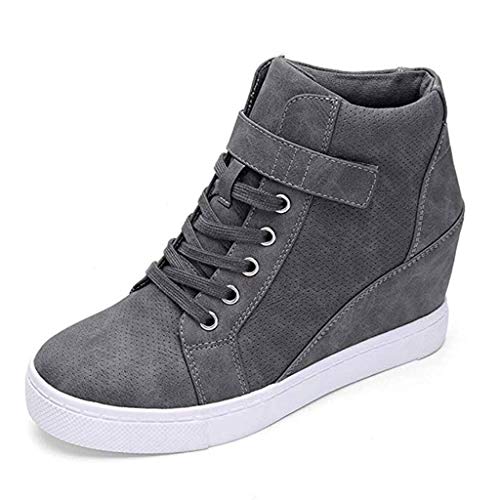 VEZAD Store Women's Sneakers Winter Warm Solid Large Size Increase Wedges Short Boots Casual Shoes