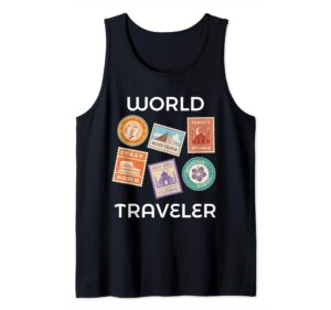 world traveler gifts - men women kids- international travel tank top