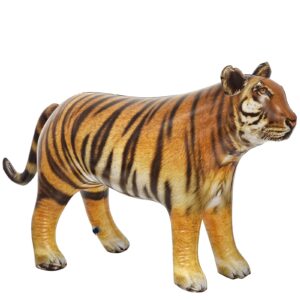 jet creations 40" long inflatable tiger toy, orange-yellow with black stripes, realistic jungle animal figure, perfect for pool fun, home decor, photo prop, wildlife safari theme, 1 pc