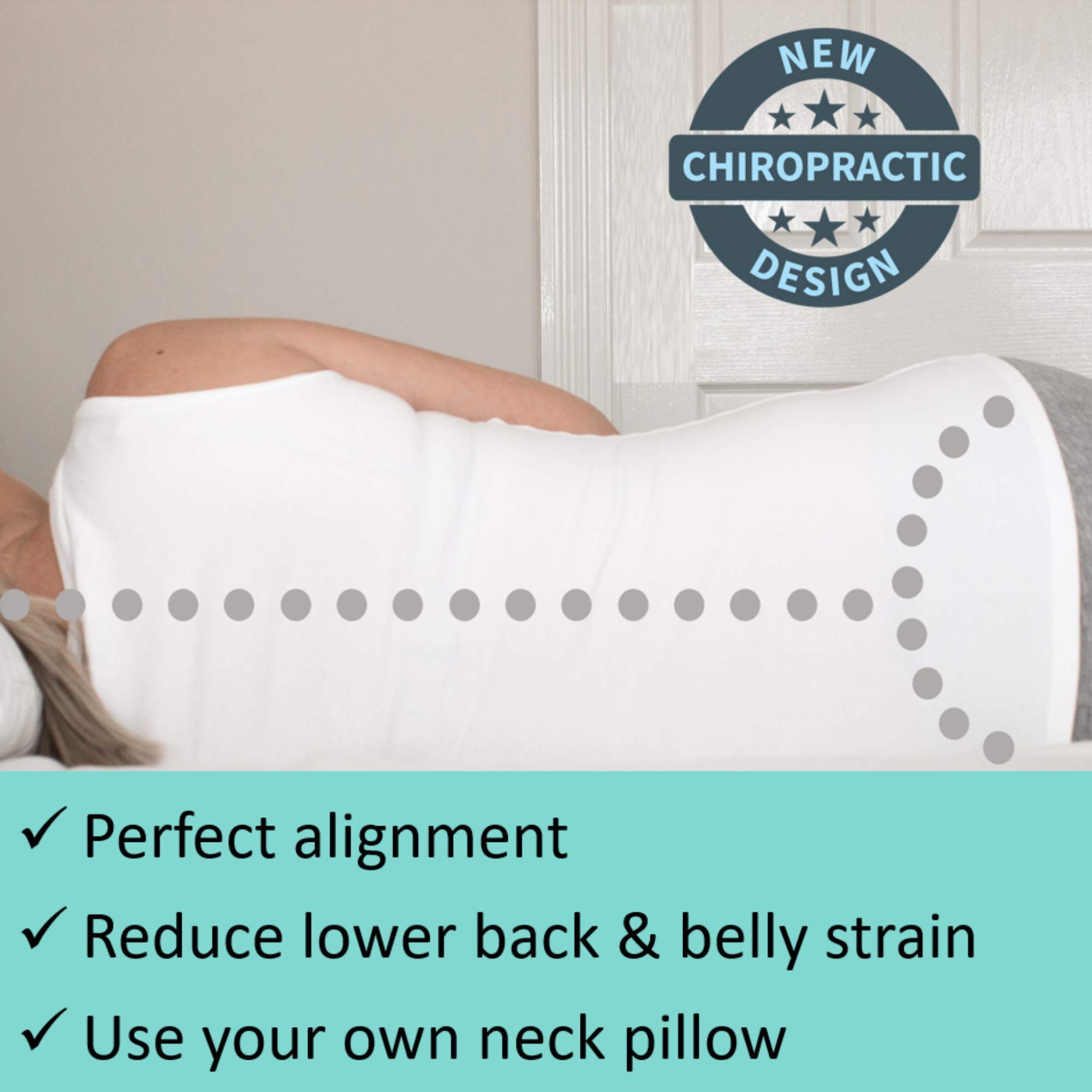 2 in 1 Pregnancy Pillows - Chiro Designed Maternity Pillow with Cotton Cover, Pregnancy Body Pillow & Pregnancy Wedge to Support Belly, Knees and Hips - Portable Full Body Pillow for Pregnant Women